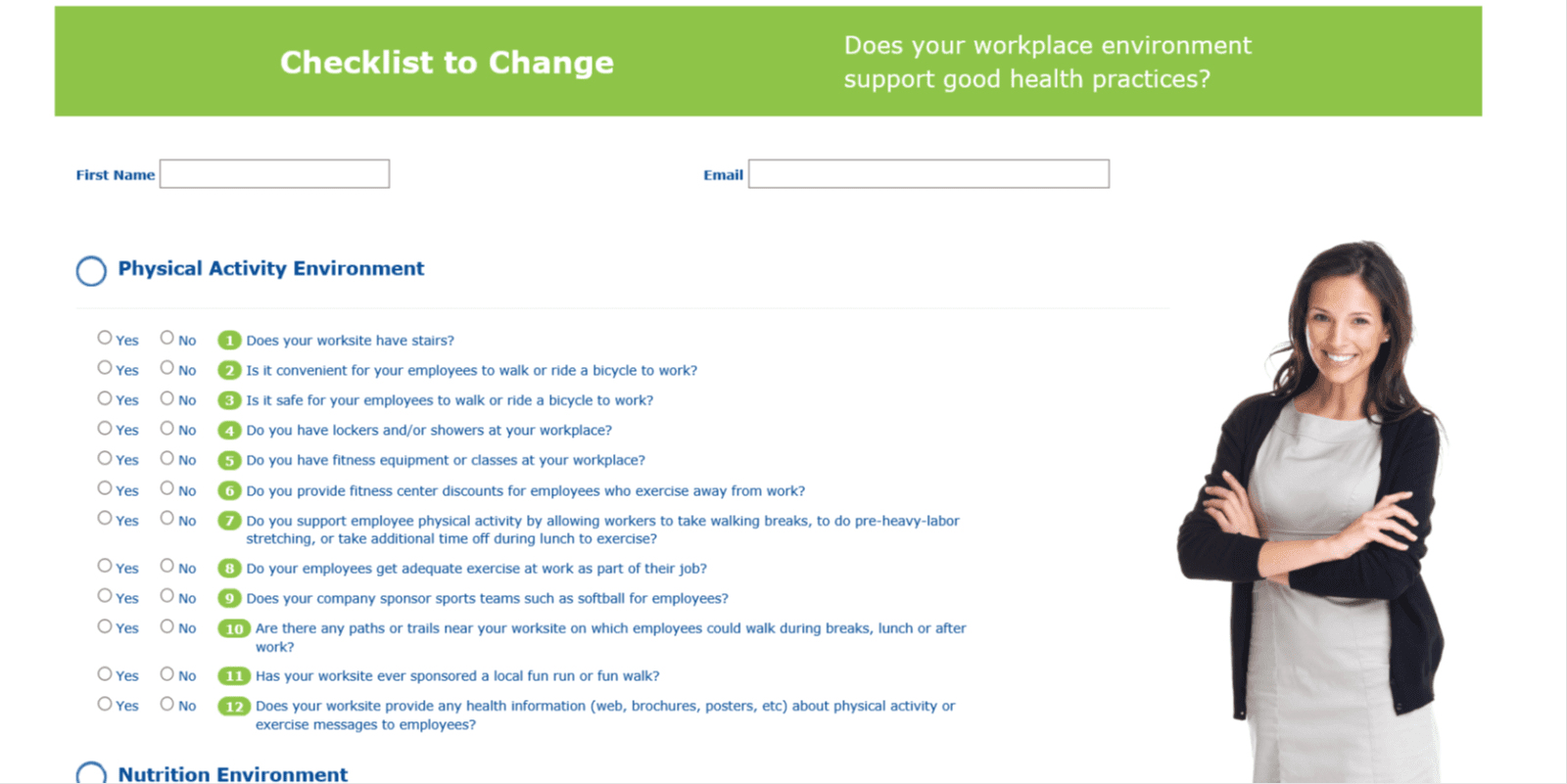 Checklist to change, Employee wellness program template, corporate wellness program ideas, implementing a wellness program in the workplace