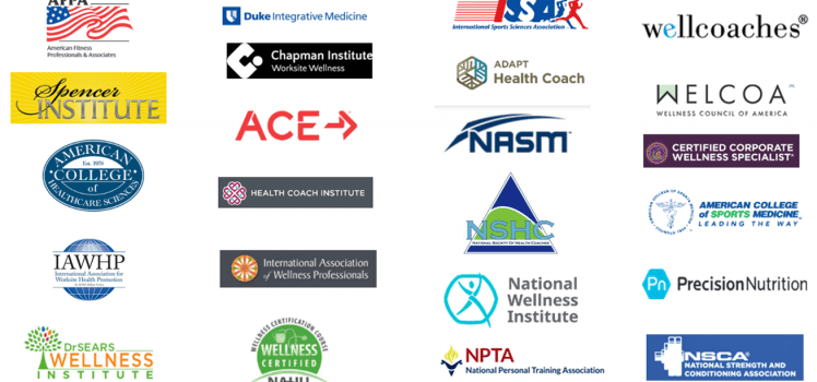 Group of logos from most popular health coaching companies.