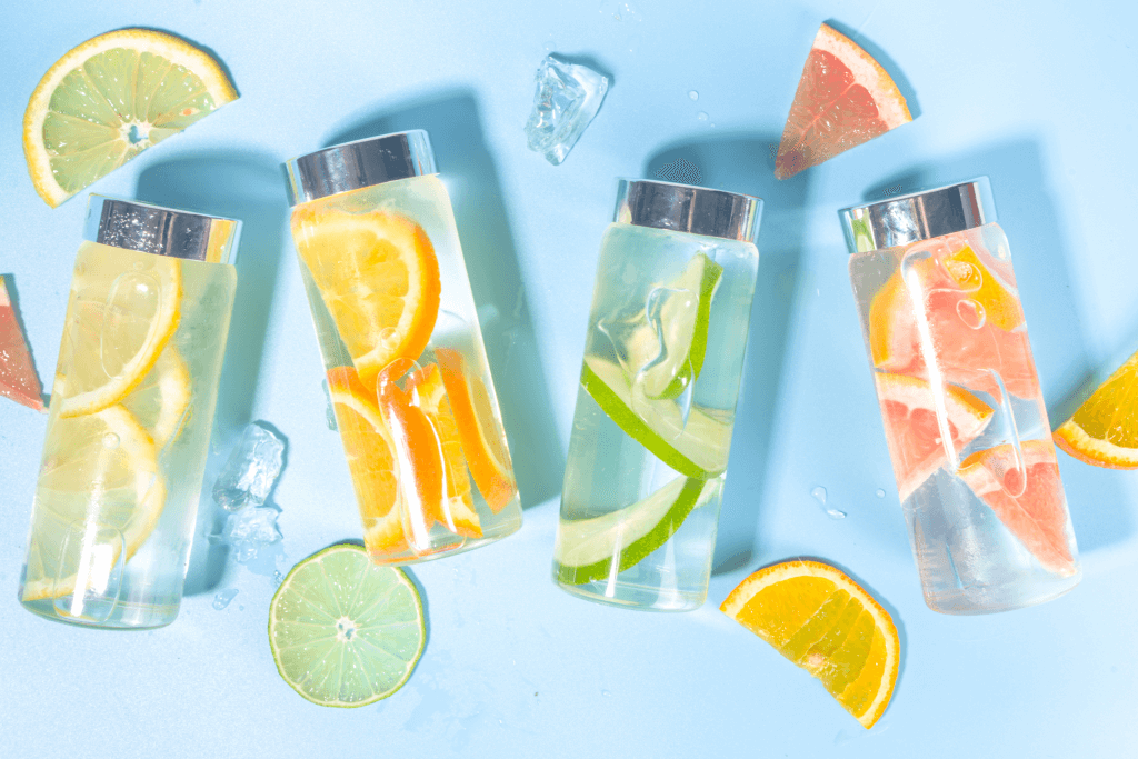 Reusable water boots with citrus infused water